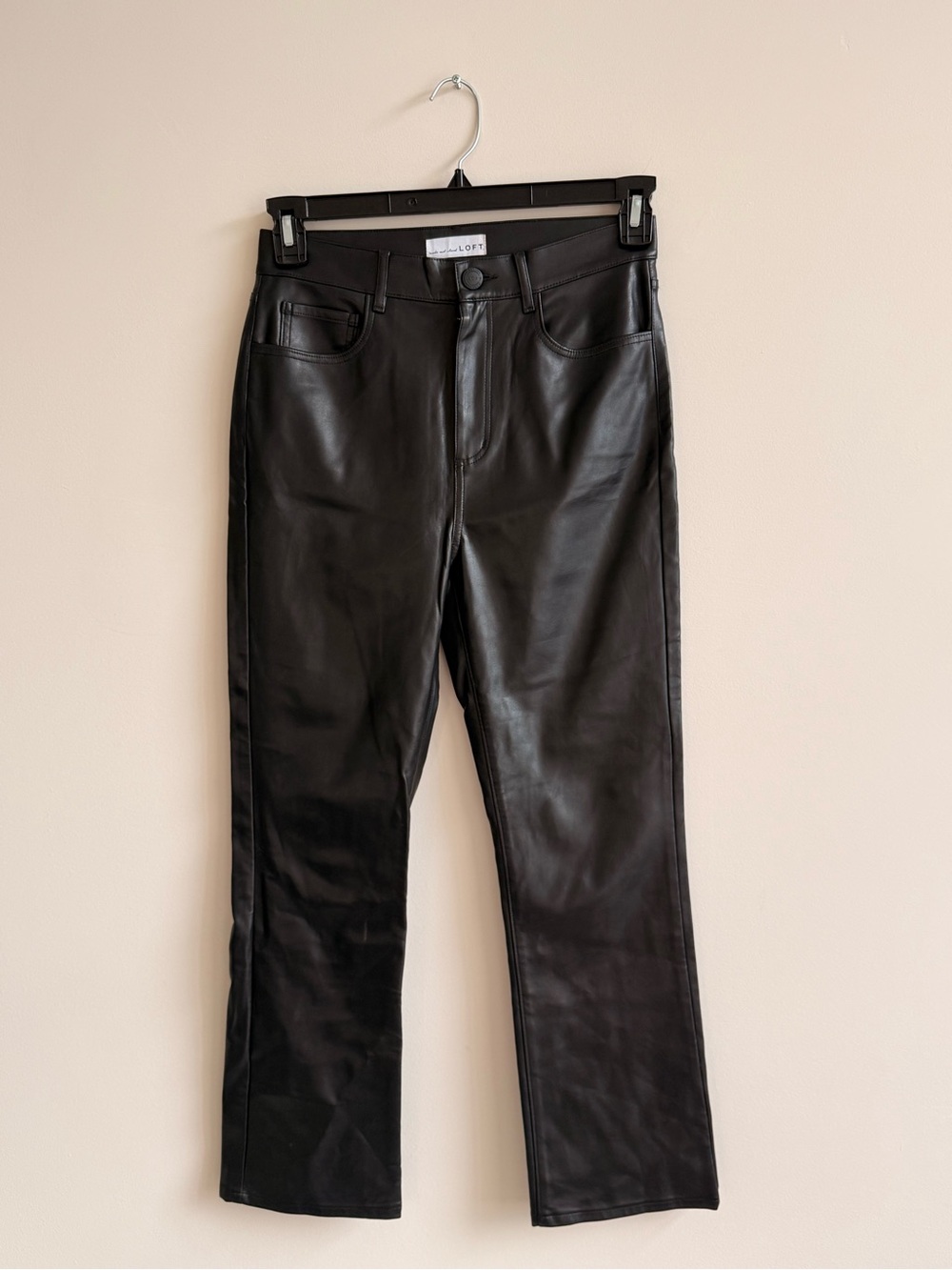 LOFT Black Faux Leather Straight Womens Jeans